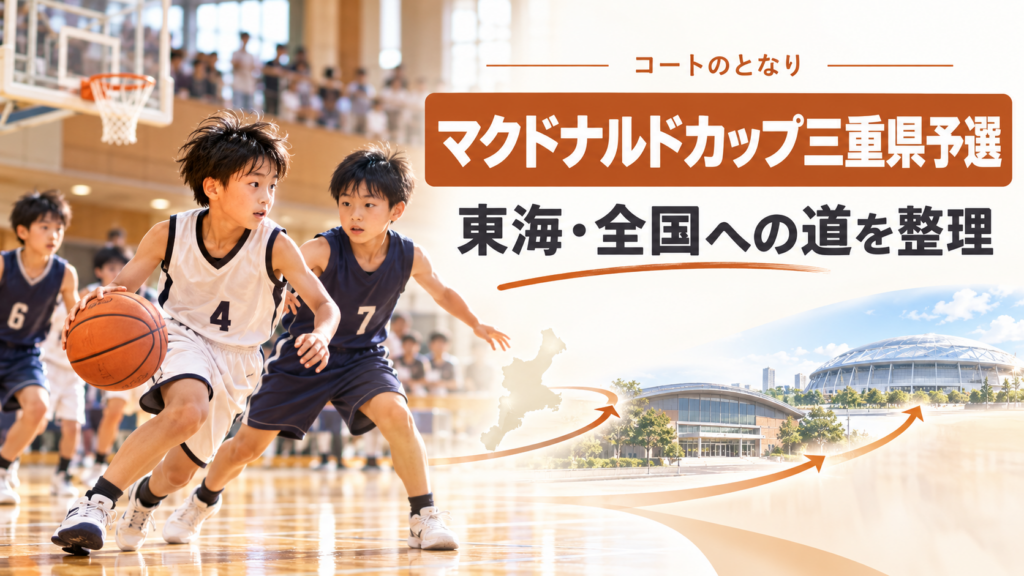 マクドナルドカップ三重県予選をイメージしたU12バスケットボール大会のアイキャッチ画像