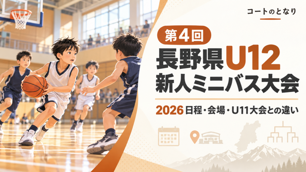 第4回長野県U12新人ミニバス大会をイメージしたU12バスケットボール大会のアイキャッチ画像