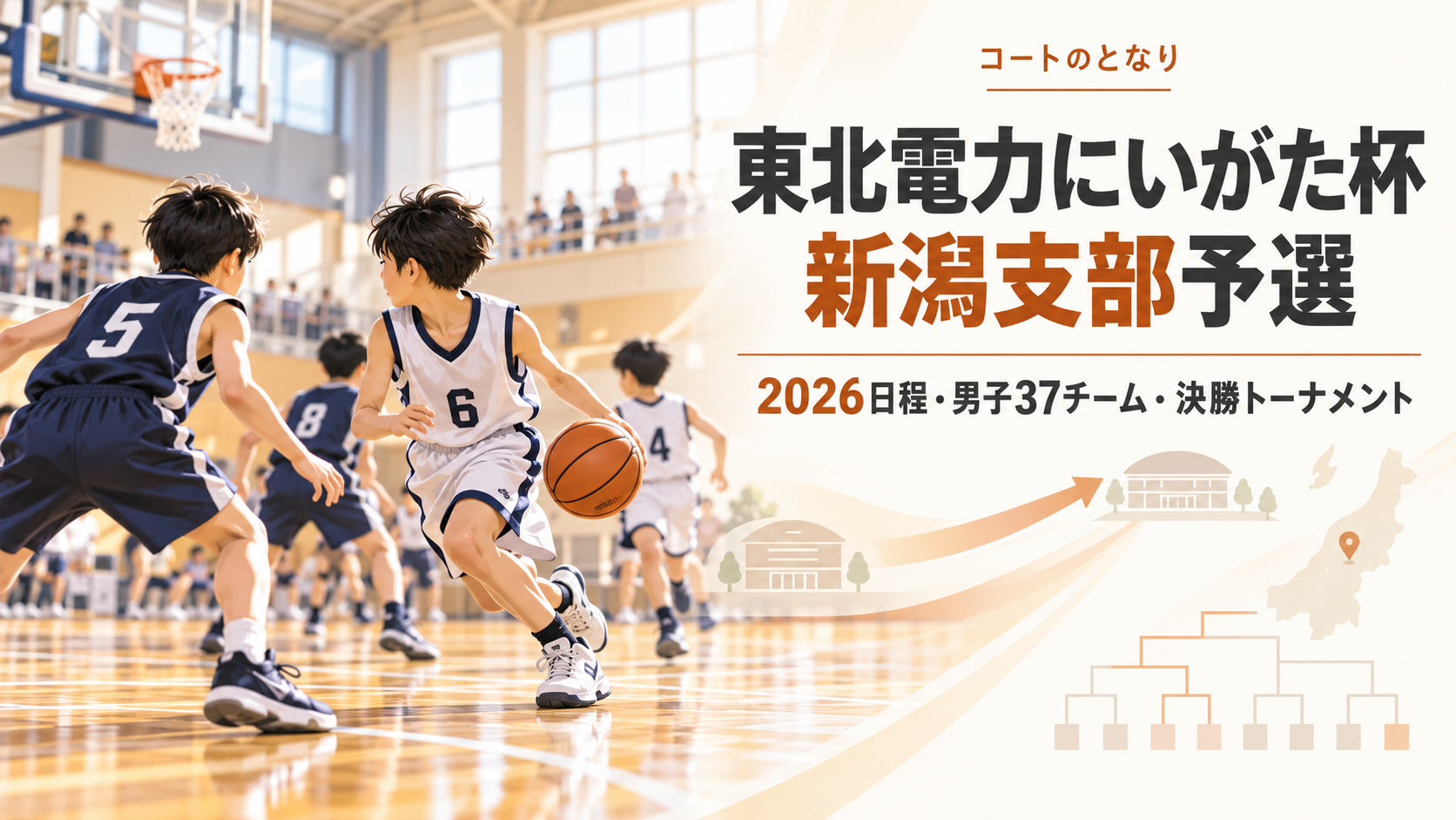 東北電力にいがた杯 新潟支部予選をイメージしたU12バスケットボール大会のアイキャッチ画像
