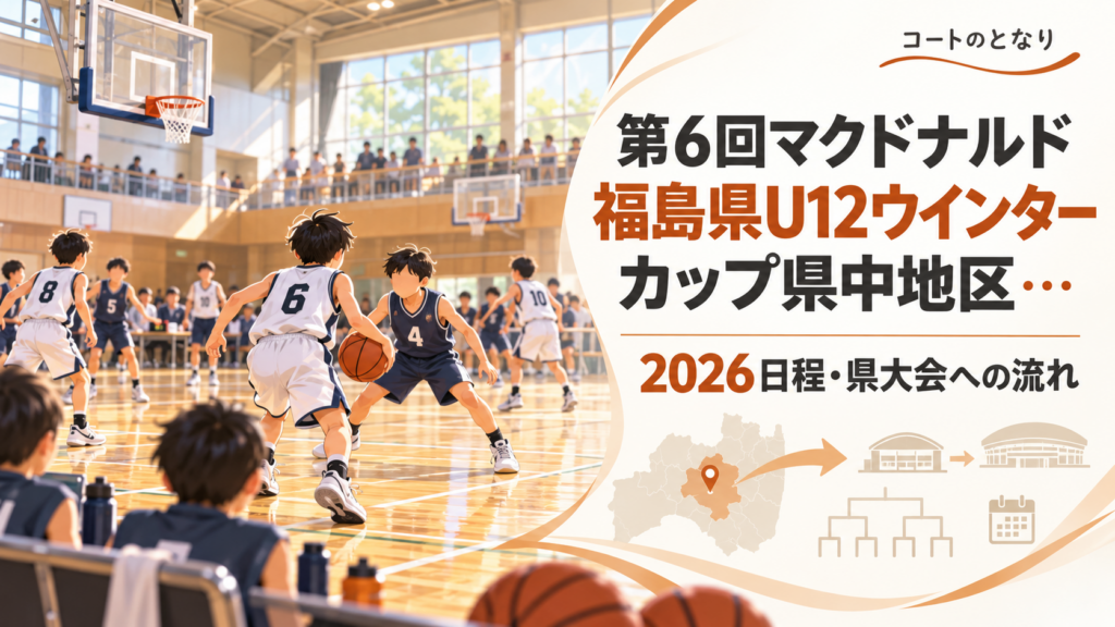 第6回マクドナルド福島県U12ウインターカップ県中地区をイメージしたU12バスケットボール大会のアイキャッチ画像