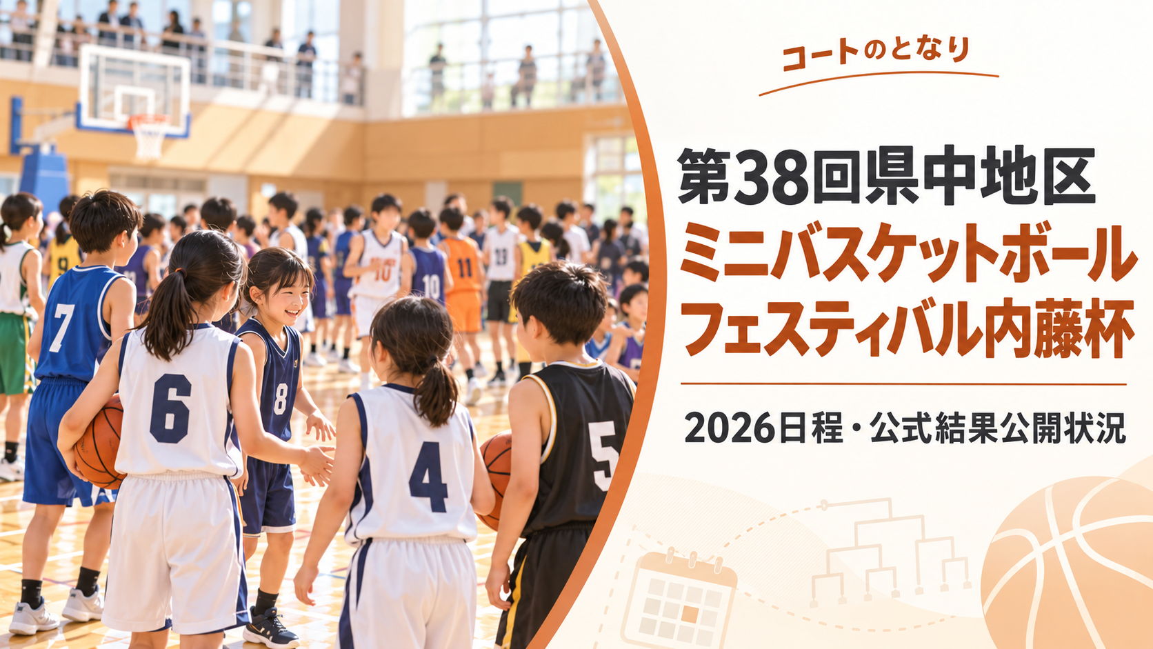 第38回県中地区ミニバスケットボールフェスティバル内藤杯をイメージしたU12バスケットボール大会のアイキャッチ画像