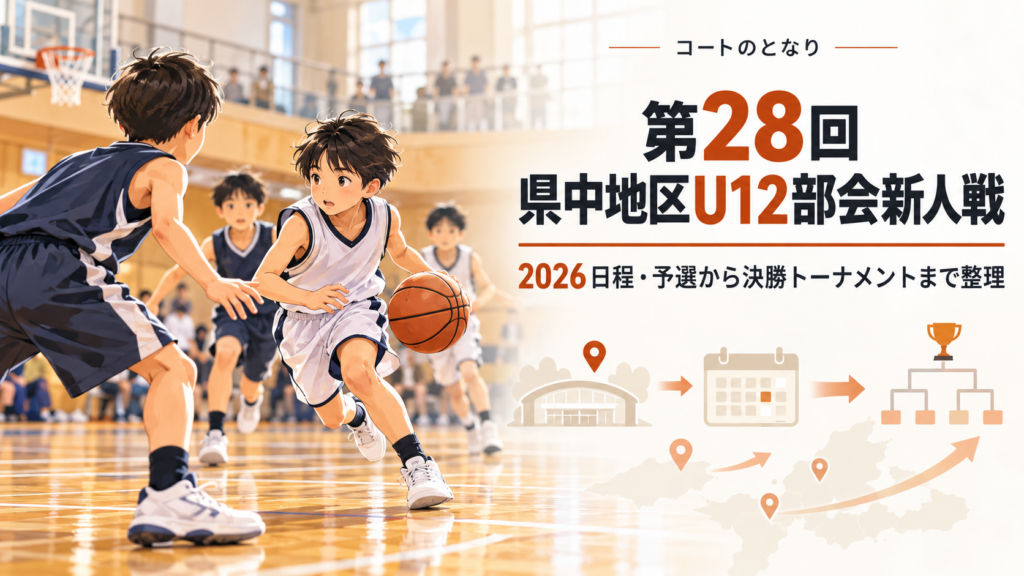 第28回県中地区U12部会新人戦をイメージしたU12バスケットボール大会のアイキャッチ画像