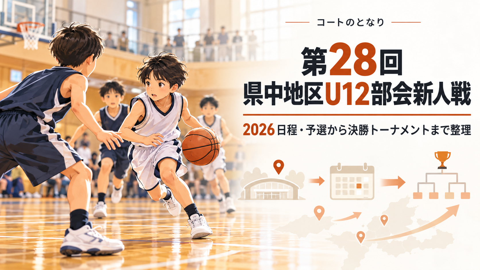 第28回県中地区U12部会新人戦をイメージしたU12バスケットボール大会のアイキャッチ画像
