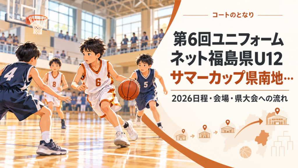 第6回ユニフォームネット福島県U12サマーカップ県南地をイメージしたU12バスケットボール大会のアイキャッチ画像
