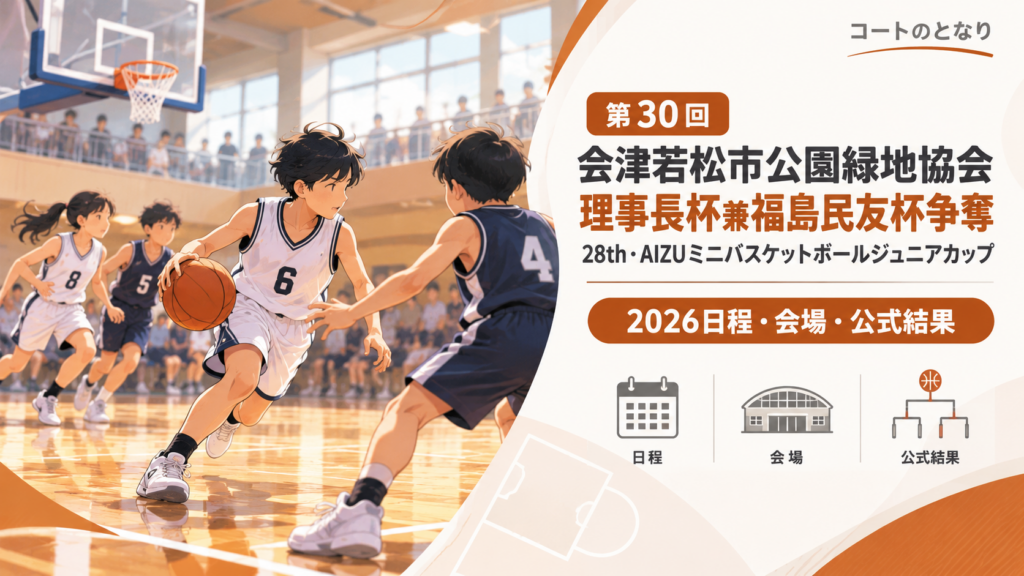 第30回会津若松市公園緑地協会理事長杯兼福島民友杯争奪をイメージしたU12バスケットボール大会のアイキャッチ画像