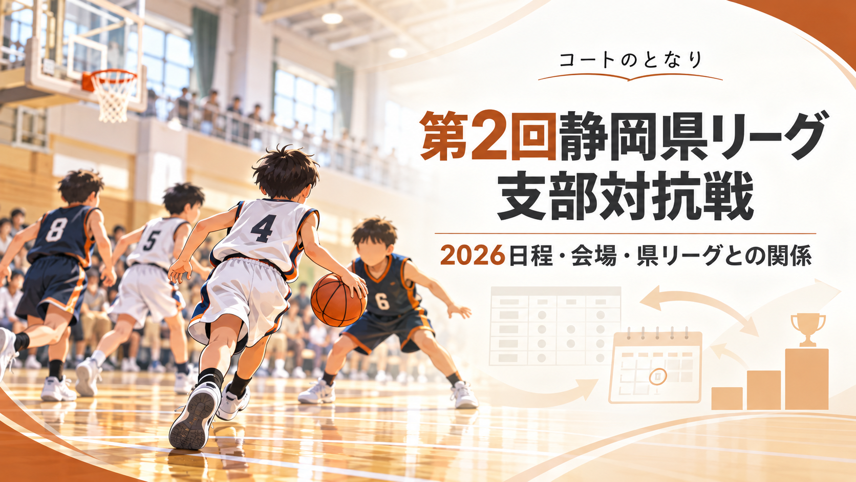 第2回静岡県リーグ支部対抗戦をイメージしたU12バスケットボール大会のアイキャッチ画像