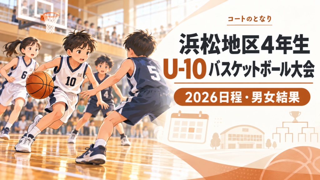 浜松地区4年生U-10バスケットボール大会をイメージしたU12バスケットボール大会のアイキャッチ画像